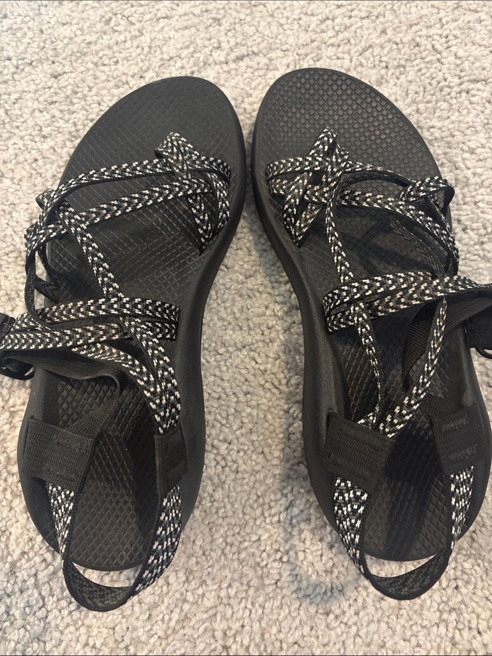 Chaco Black Sandals with Black-and-White Webbing